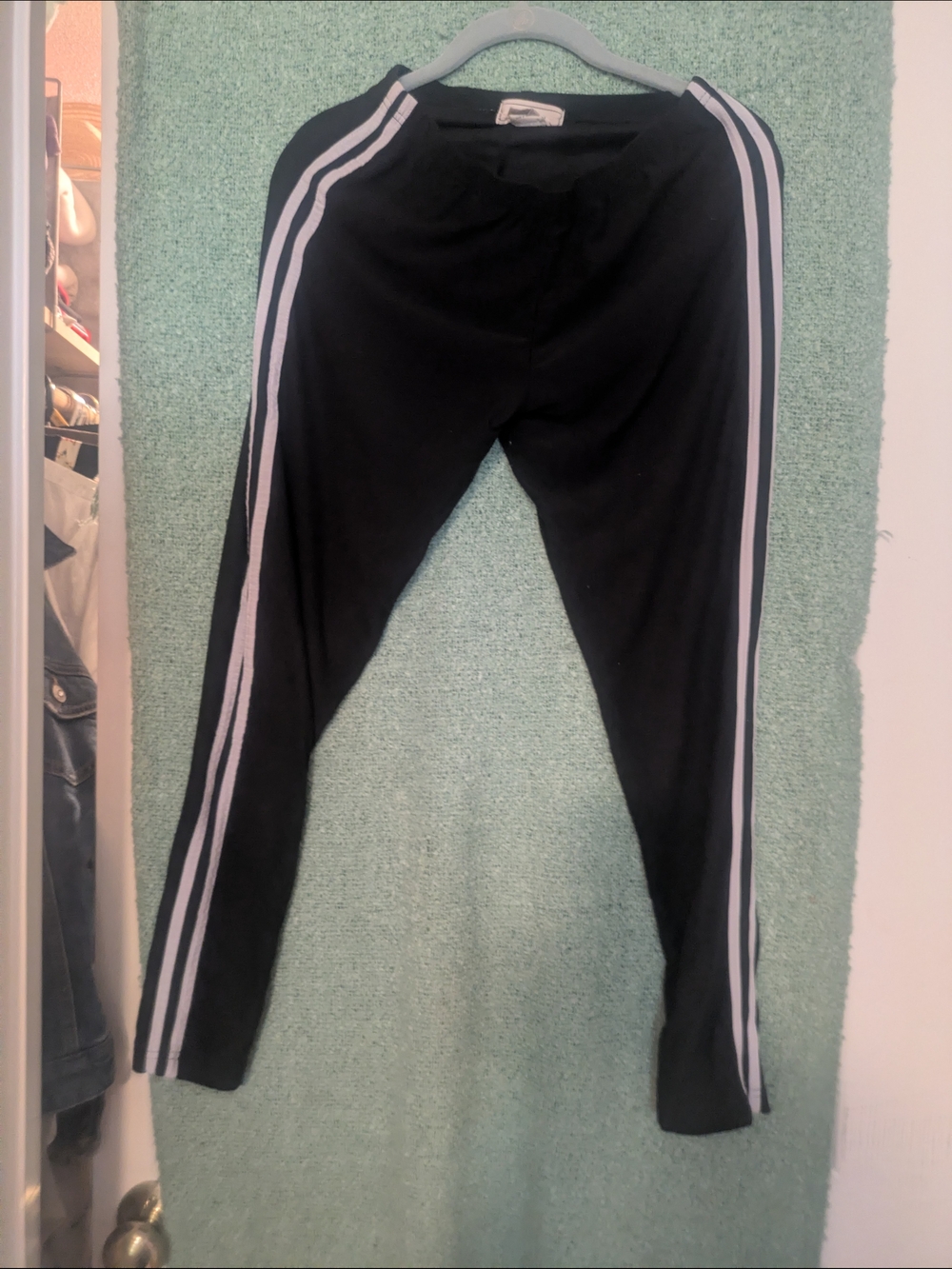 Black Track Pants with White Side Stripes